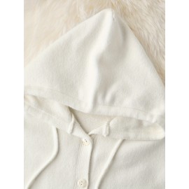 Plus Size - Women'S Korean Style Pink Patchwork Hooded Sweater - Casual Long Sleeve Cardigan with Button Front, Loose Fit for Fall/Winter, Lightweight & Cozy, Buttoned Cardigan