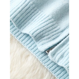 Plus Size - Plus Size - Women'S Light Yellow Hooded Cardigan - Casual Zip-Up Sweater with Ribbed Cuffs, Long Sleeves, and Front Pockets, Perfect for Fall/Winter Layering, Cozy Fall Apparel | Hooded Sweater | Construction, Sweater Cardigan