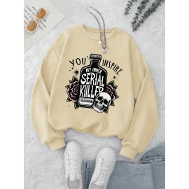 Women'S Casual Crew Neck Sweatshirt with Dark Humor 