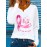 [Breast Cancer Awareness] Women's V-Neck T-Shirt | Pink Ribbon & Butterfly Graphic - 