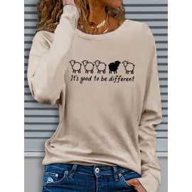 Women's Casual Long Sleeve Crew Neck T-Shirt - Soft Machine-Washable Fabric, Cozy Fall & Winter Top with 